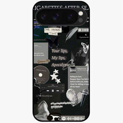 Midnight Love Echo Glass Case showing flat back view with romantic midnight themed artwork and glossy glass finish.