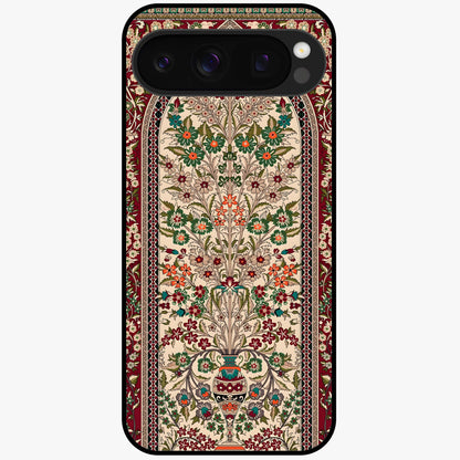 Persian Inspired Glass Case showing flat back view with ornate Persian style pattern artwork and glossy glass finish.