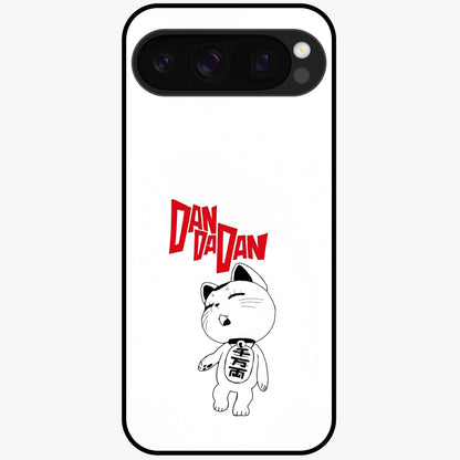 Playful Spirit Charm Glass Case showing flat back view with cheerful charm themed artwork and glossy glass finish.