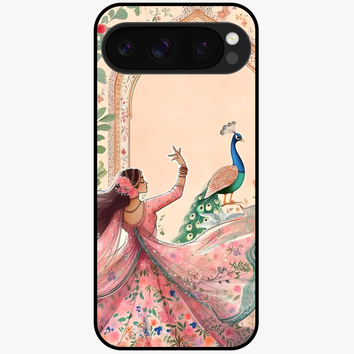 Royal Grace Muse Glass Case showing flat back view with elegant artistic artwork and glossy glass finish.