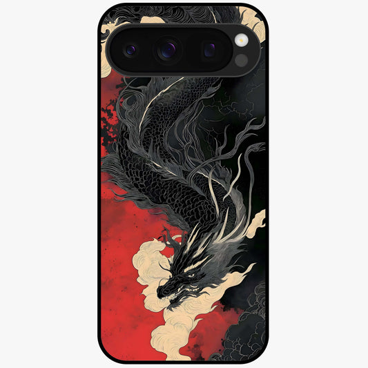 Shadow Dragon Fury Glass Case showing flat back view with fierce dragon artwork and glossy glass finish.