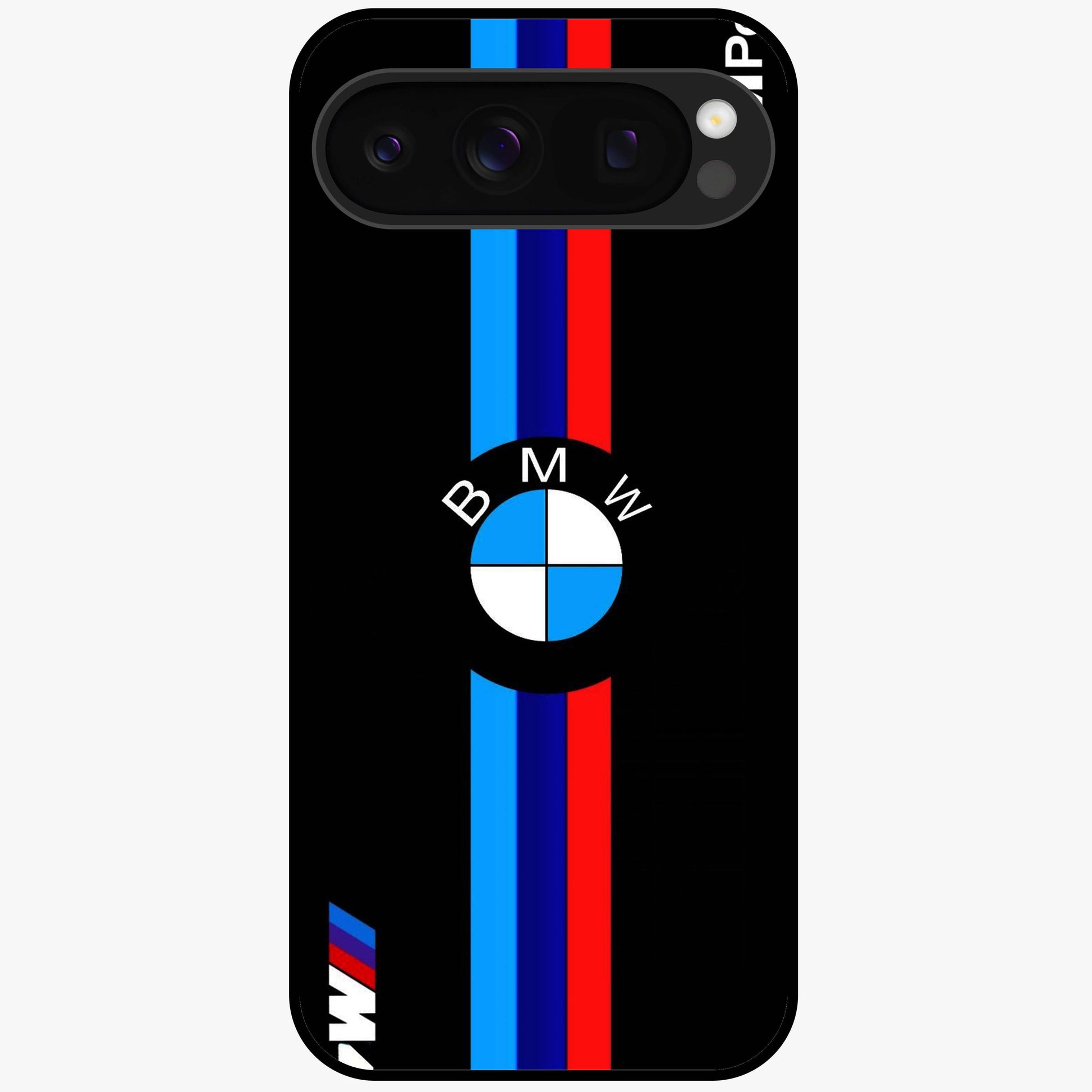 Turbo BMW Beast Glass Case showing flat back view with high performance sports car artwork and glossy glass finish.