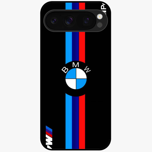 Turbo BMW Beast Glass Case showing flat back view with high performance sports car artwork and glossy glass finish.
