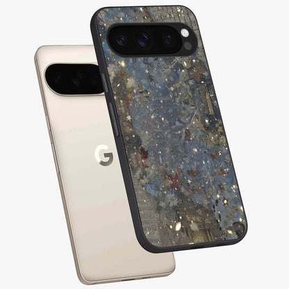 Aesthetic Astrolophia Glass Case displayed in angled mockup highlighting artistic aesthetic elements and smooth glass surface.