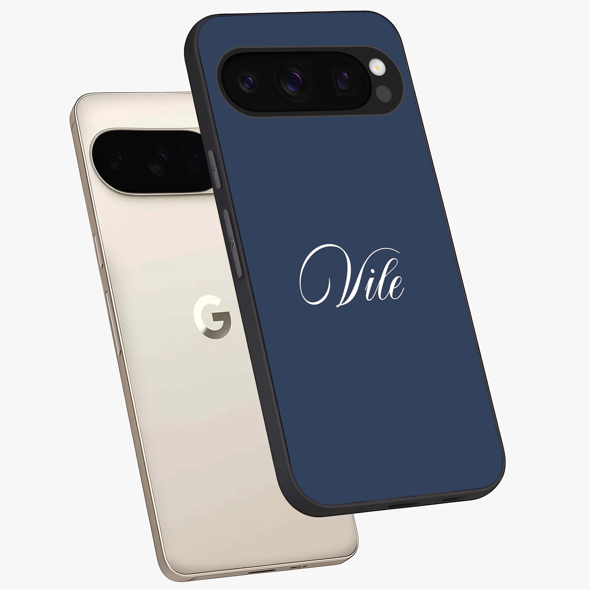 Blue Vintage Floral Pattern Glass Case showing flat back view with elegant vintage floral artwork and glossy glass finish.