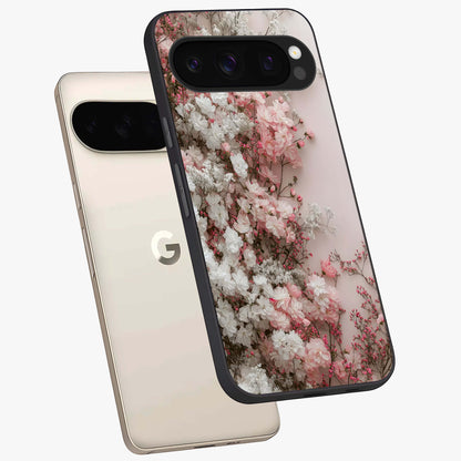 Blush Blossom Cloud Glass Case displayed in angled mockup highlighting soft cloud and blossom design with pastel aesthetic.
