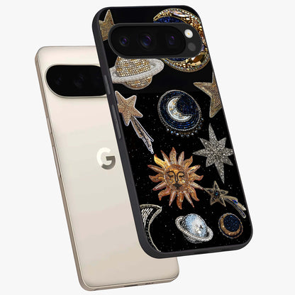 Celestial Gem Constellations Glass Case displayed in angled mockup highlighting gemstone inspired constellation design.