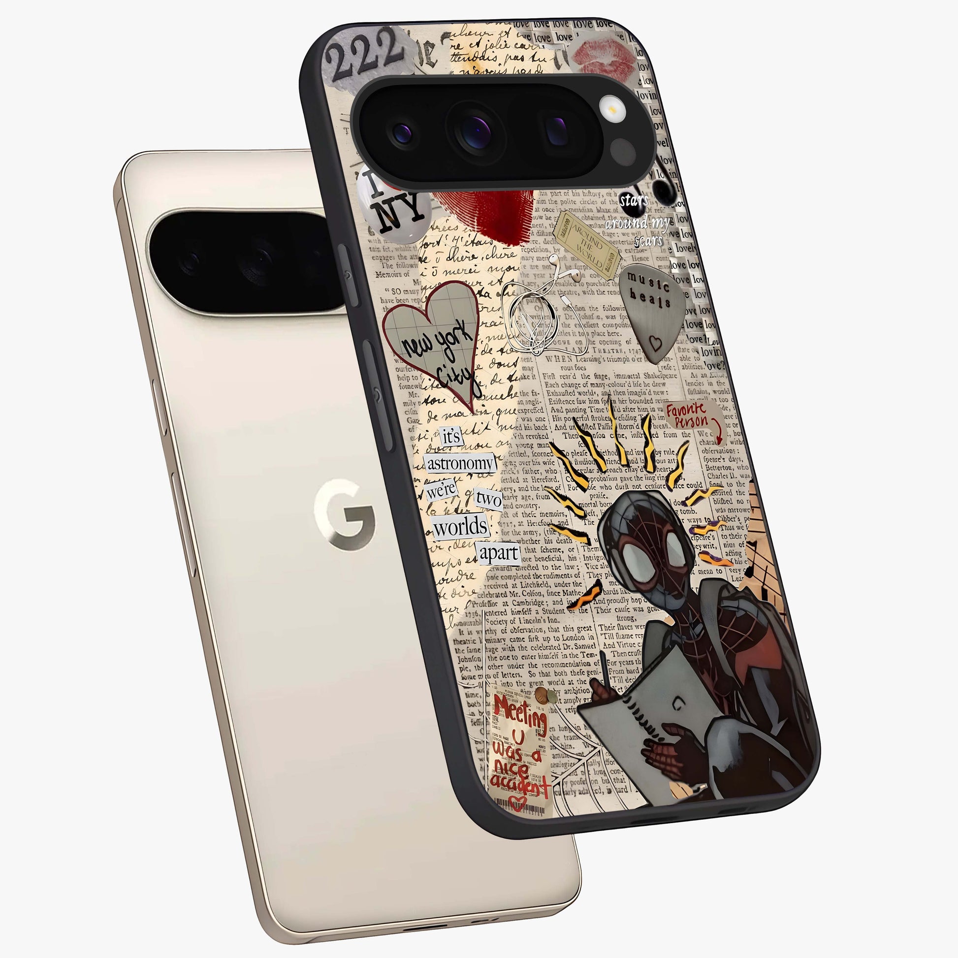 City Dream Sketch Glass Case displayed in angled mockup highlighting minimal city illustration with aesthetic sketch style.