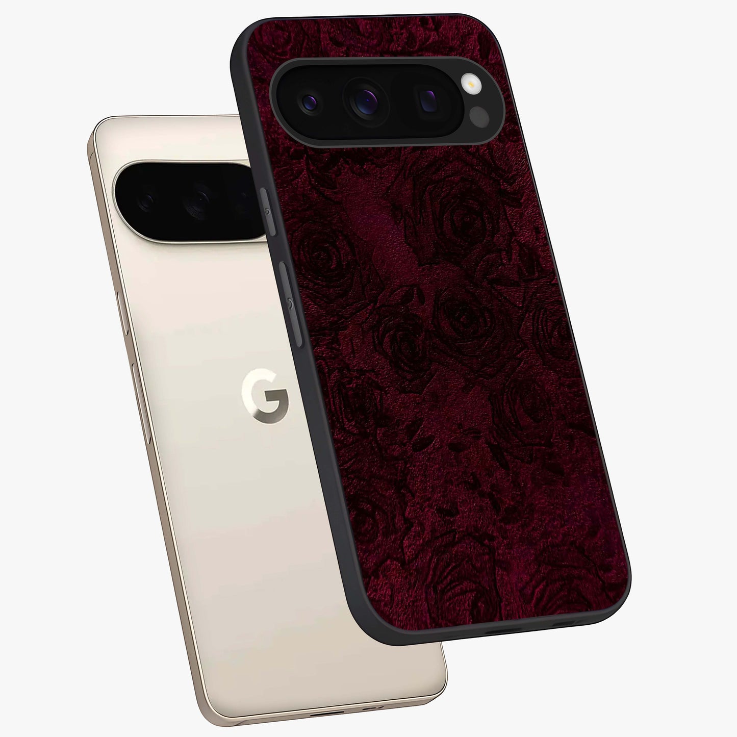 Crimson Fade Flow Glass Case displayed in angled mockup highlighting smooth gradient design with modern aesthetic style.