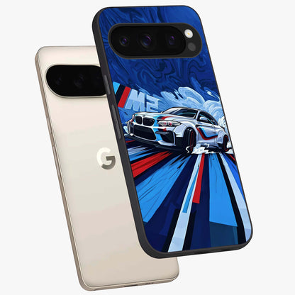Drift Power Rush Glass Case displayed in angled mockup highlighting powerful drift car design with sporty aesthetic style.