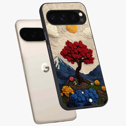 Eternal Nature Tapestry Glass Case displayed in angled mockup highlighting detailed botanical pattern with artistic aesthetic.
