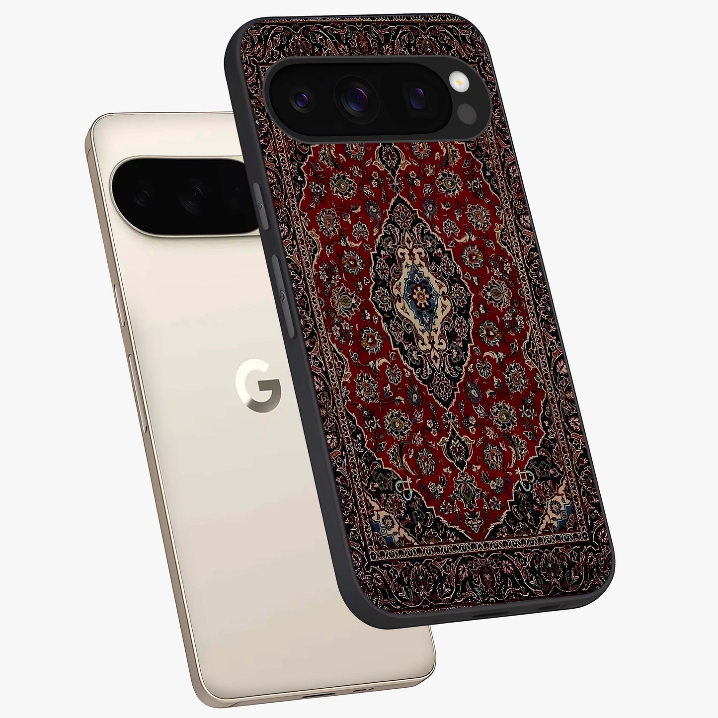 Heritage Carpet Royale Glass Case displayed in angled mockup highlighting intricate royal carpet design with heritage aesthetic.