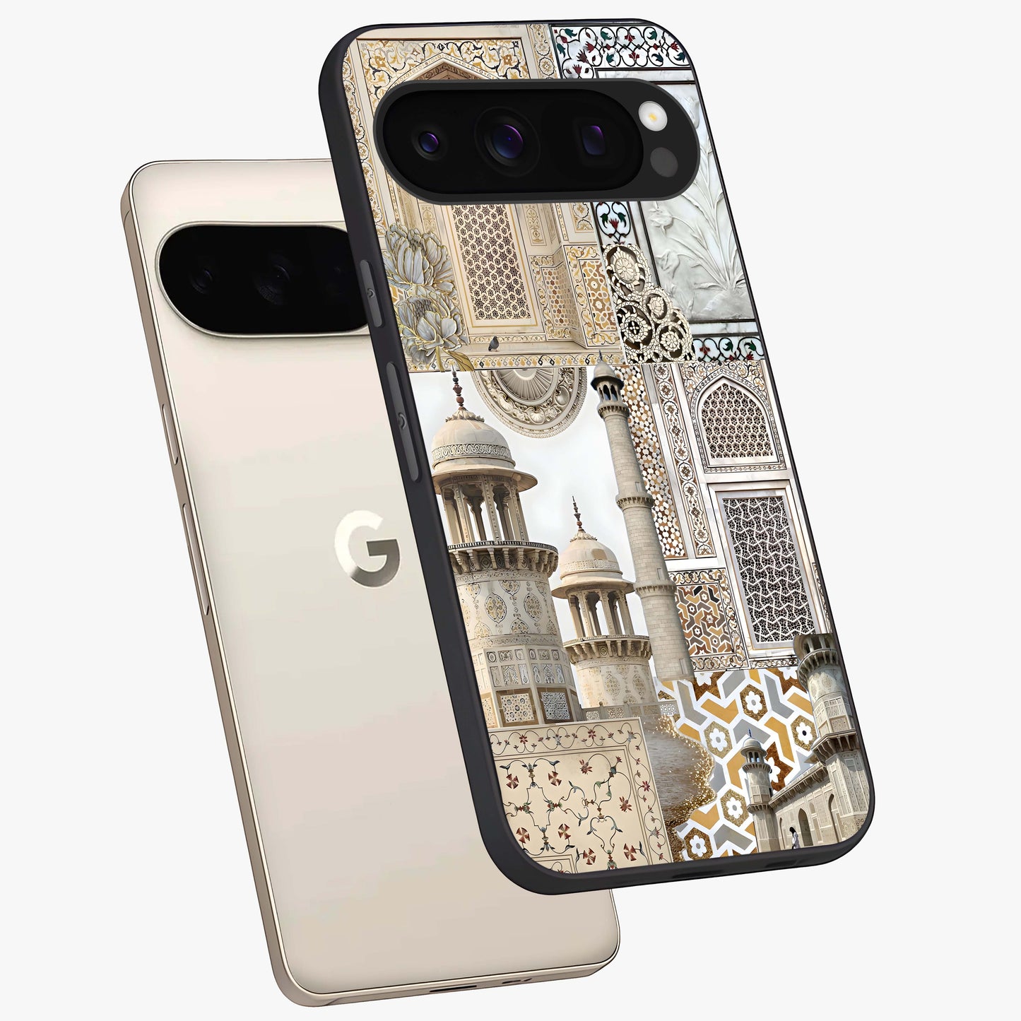 Mughal Marble Legacy Glass Case displayed in angled mockup highlighting elegant heritage marble artwork with royal aesthetic.