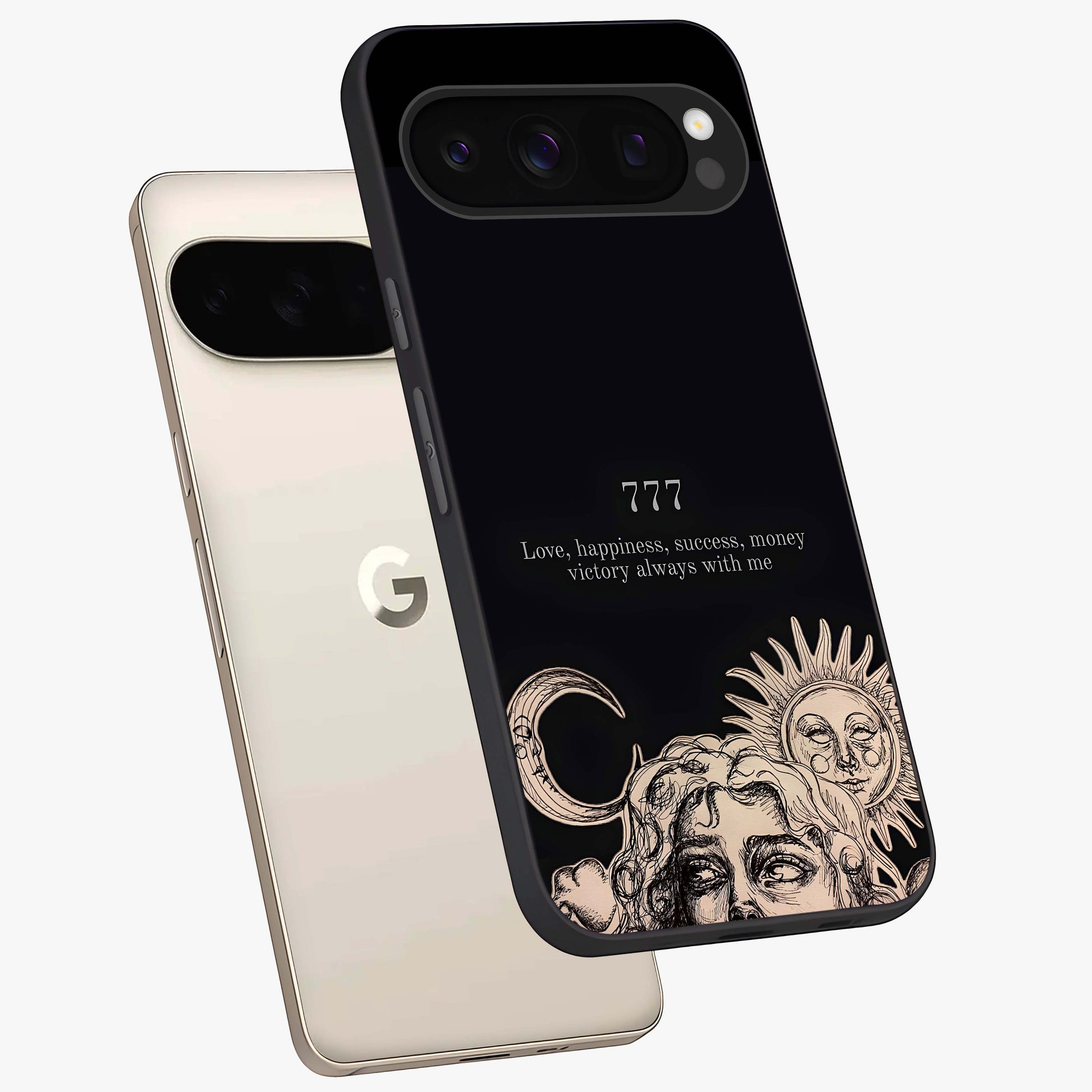 Mystic Victory Aura Glass Case displayed in angled mockup highlighting energetic aura design with bold mystical aesthetic.