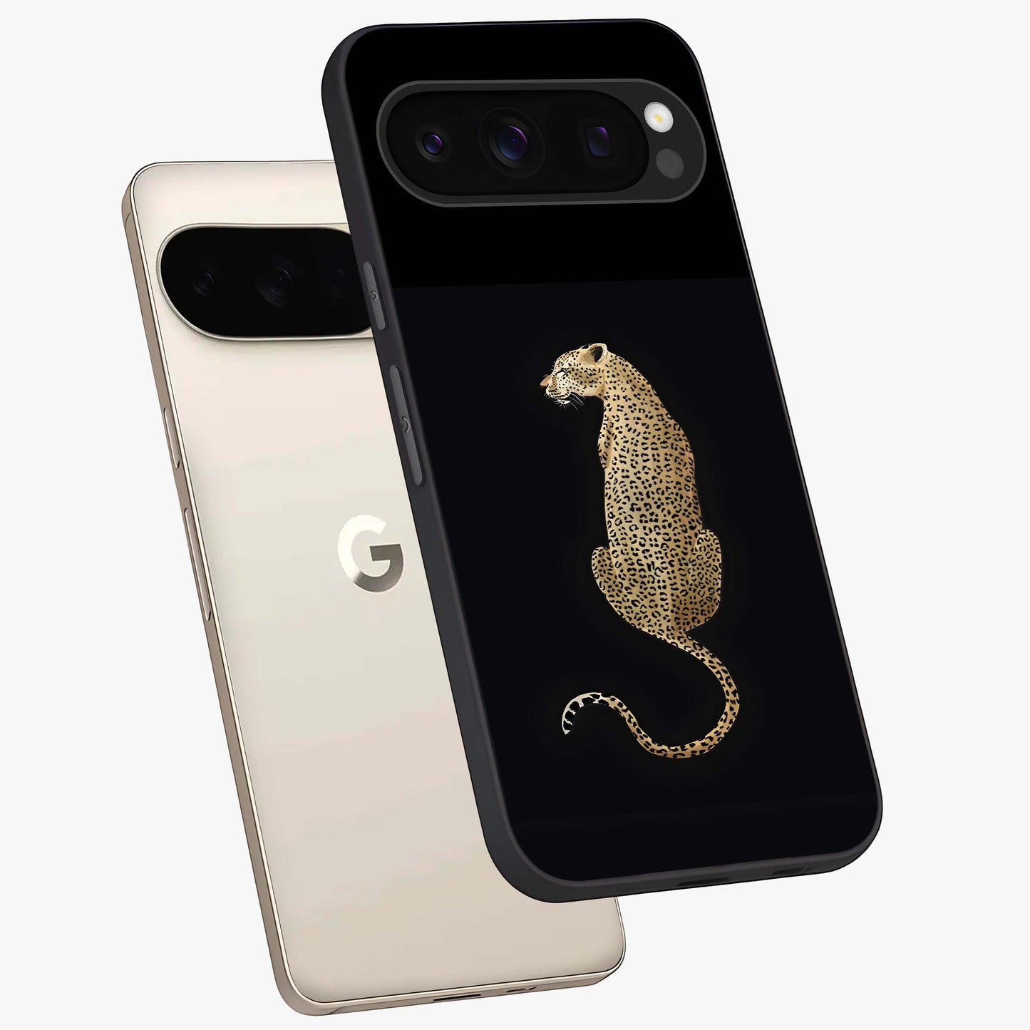 Regal Leopard Glass Case displayed in angled mockup highlighting powerful animal illustration with stylish wild aesthetic.