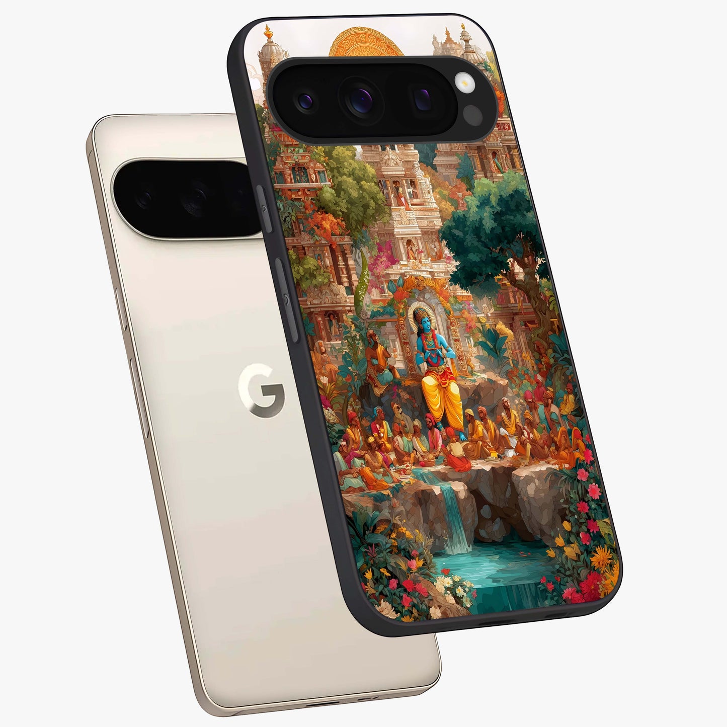 Sacred Jungle Heart Glass Case displayed in angled mockup highlighting lush tropical design with natural aesthetic style.