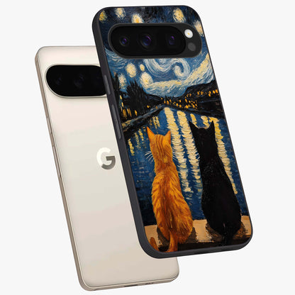 Starlit Swan Grace Glass Case displayed in angled mockup highlighting elegant swan illustration with dreamy celestial aesthetic.