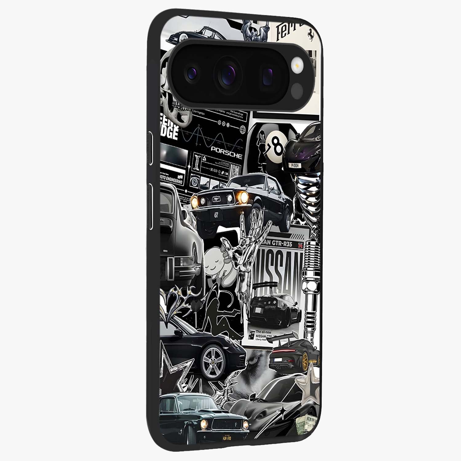 Aesthetic Dark Love Glass Case upright view showcasing dramatic romantic artwork with modern aesthetic style.