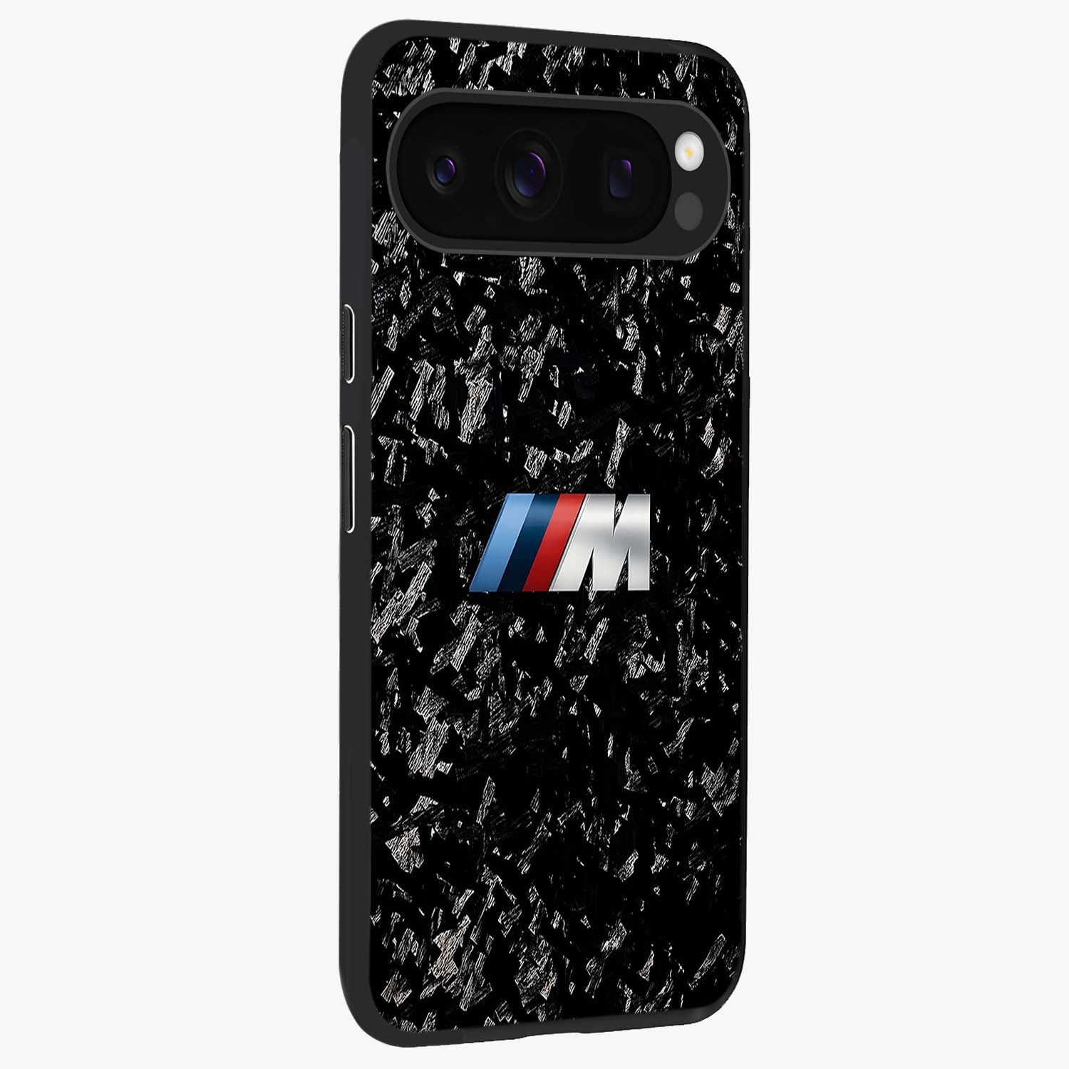 Carbon Speed Mark Glass Case upright view showcasing modern carbon speed graphic with bold automotive theme.