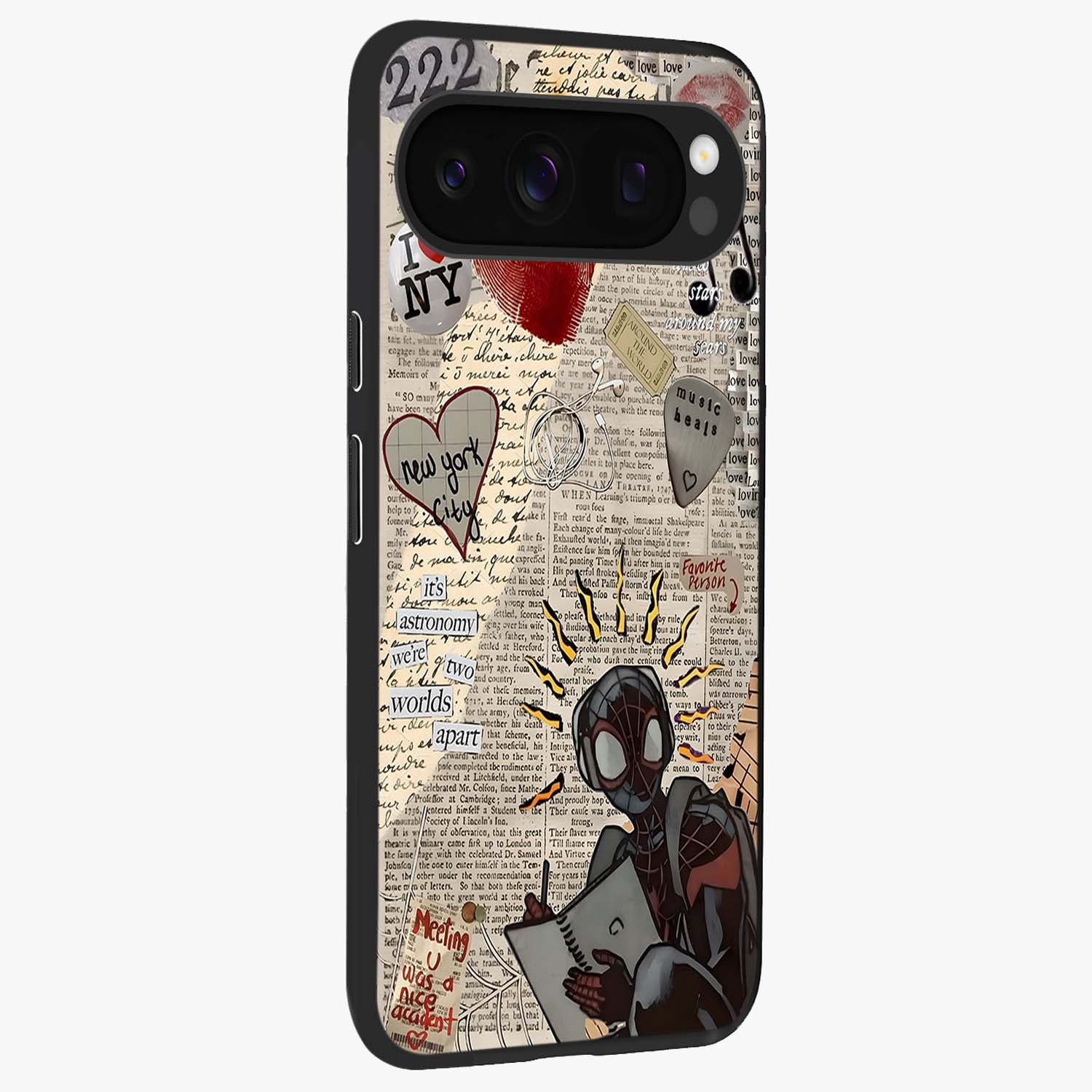 City Dream Sketch Glass Case upright view showcasing urban skyline artwork with stylish hand drawn design.