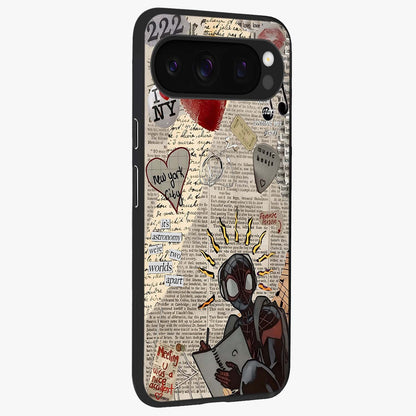 City Dream Sketch Glass Case upright view showcasing urban skyline artwork with stylish hand drawn design.
