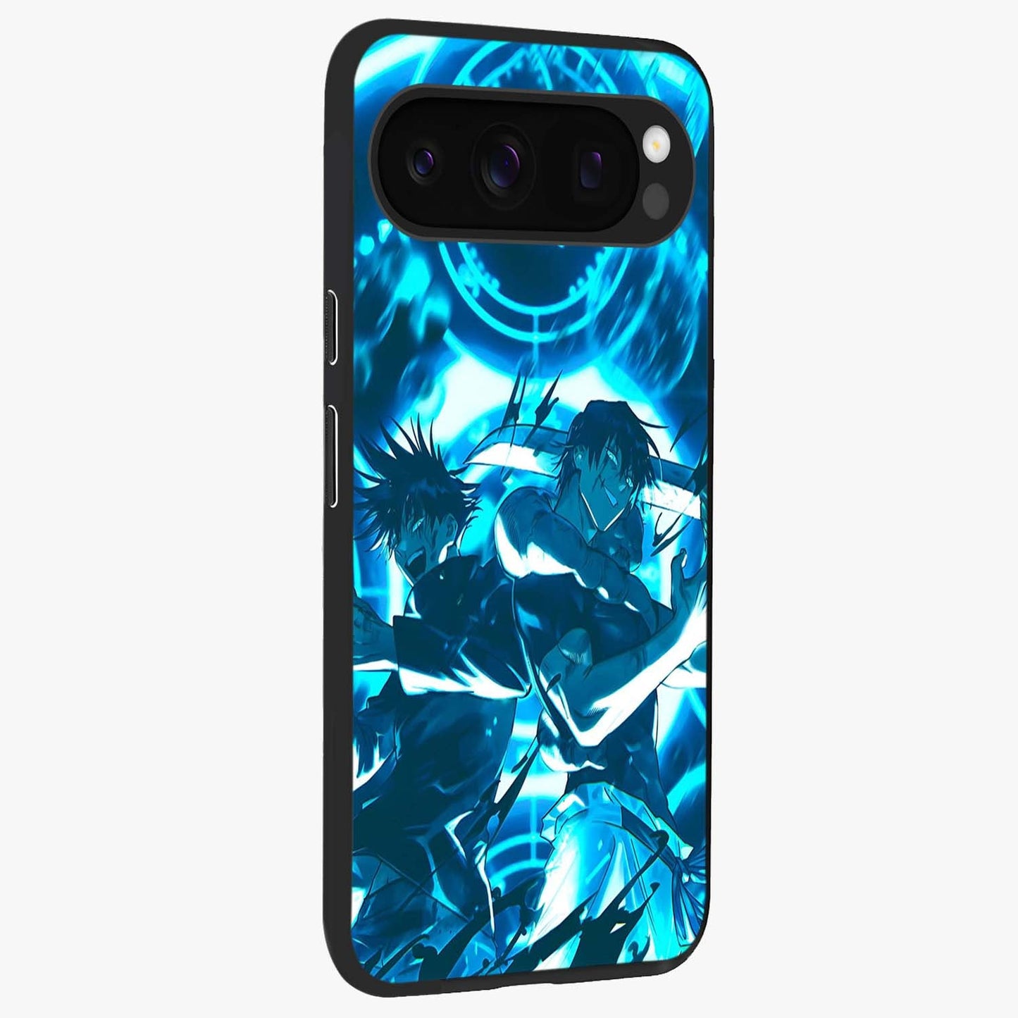 Cursed Energy Clash Glass Case upright view showcasing dramatic clash artwork with bold supernatural theme.