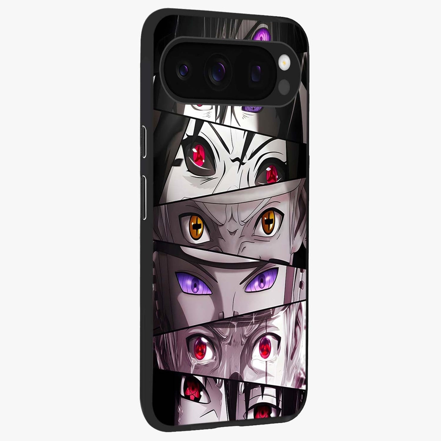 Eyes of Destiny Glass Case upright view showcasing symbolic eye artwork with dramatic artistic theme.