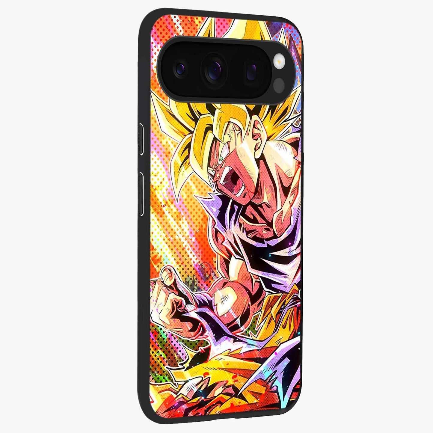 Firing Goku Glass Case upright view showcasing energetic anime artwork with bold warrior theme.
