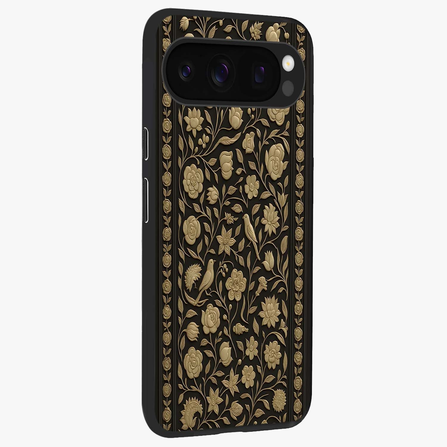Golden Evil Eye Mandala Glass Case upright view showcasing decorative evil eye mandala artwork with spiritual aesthetic style.