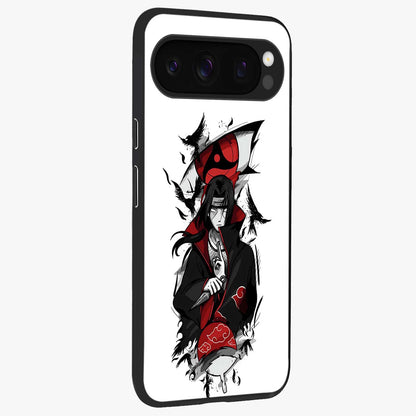 Itachi Limited Edition Naruto Anime Glass Case upright view showcasing intense anime artwork with powerful character theme.