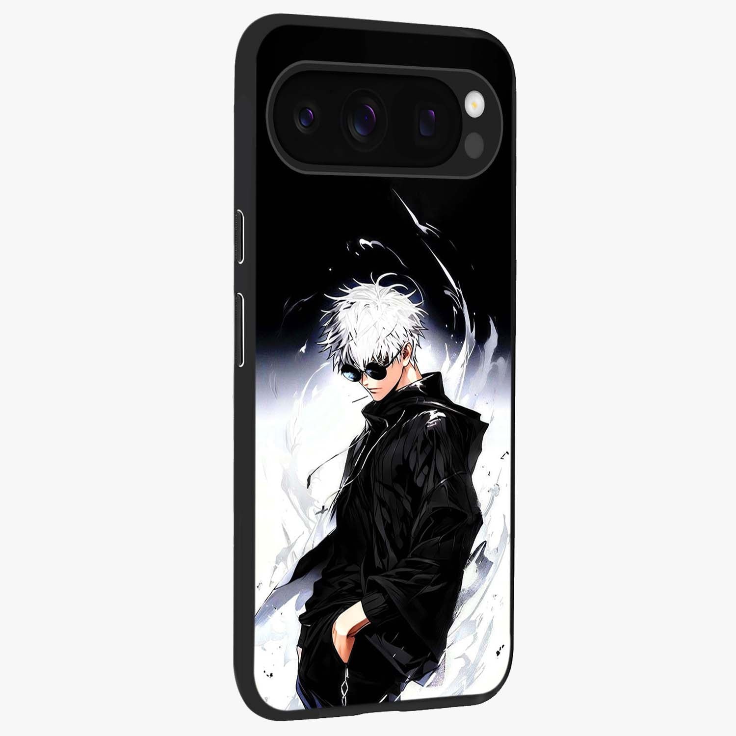 Limitless Shadow King Glass Case upright view showcasing bold shadow warrior artwork with epic fantasy theme.