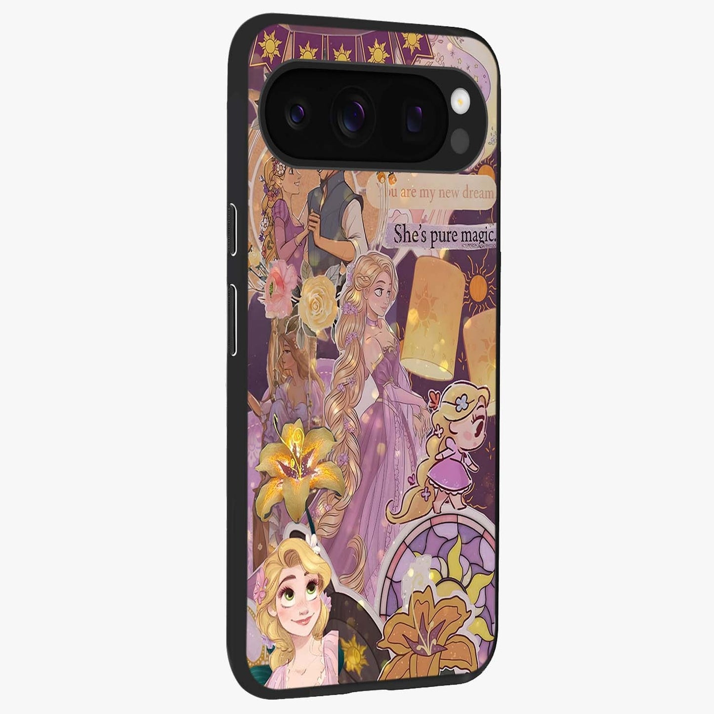 Magical Tangled Dream Glass Case upright view showcasing enchanting artistic artwork with dreamy fantasy theme.