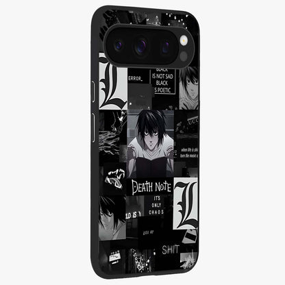 Midnight Chaos Mind Glass Case upright view showcasing expressive abstract artwork with bold dark theme.