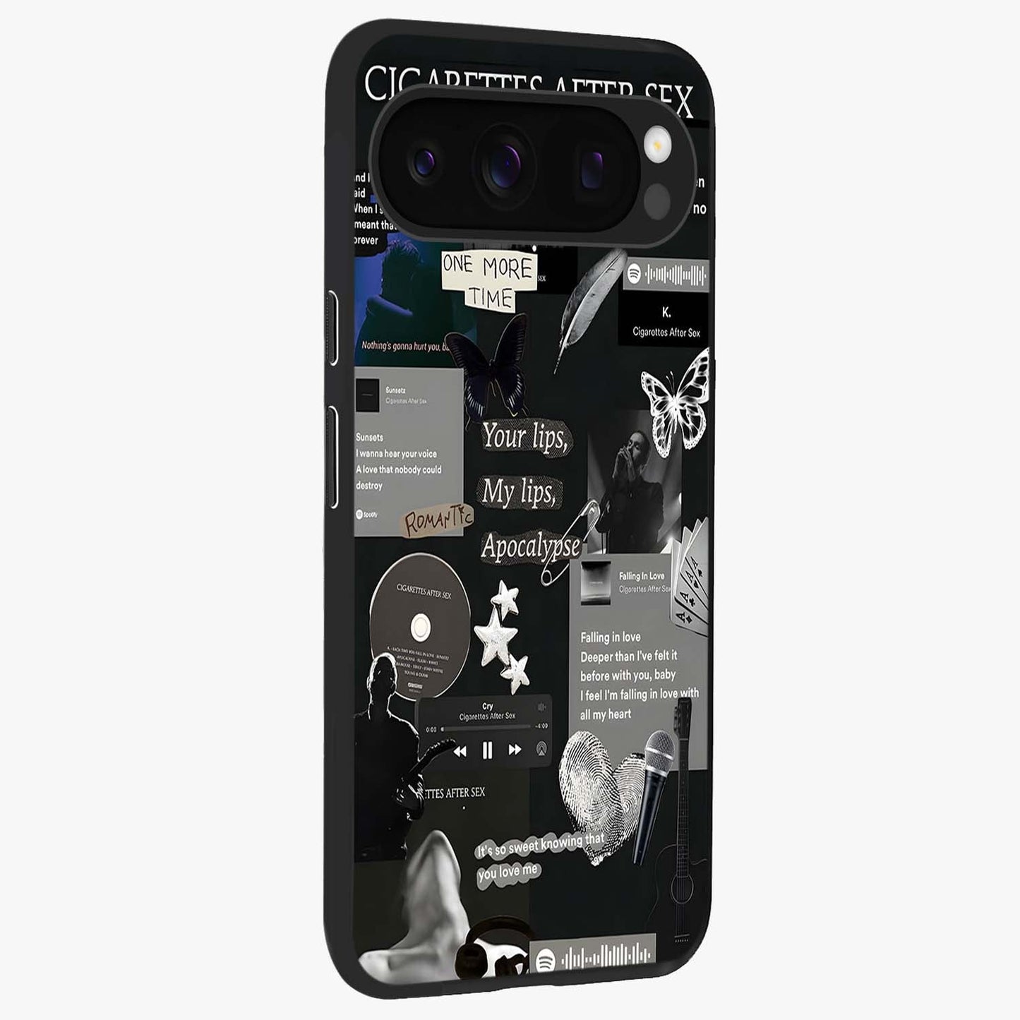 Midnight Love Echo Glass Case upright view showcasing expressive romantic artwork with dreamy midnight theme.