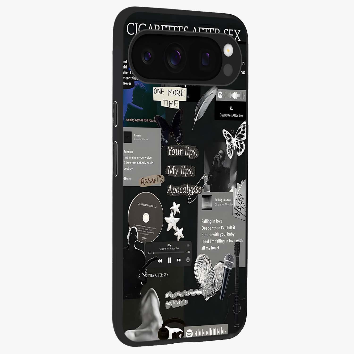 Midnight Love Echo Glass Case upright view showcasing expressive romantic artwork with dreamy midnight theme.