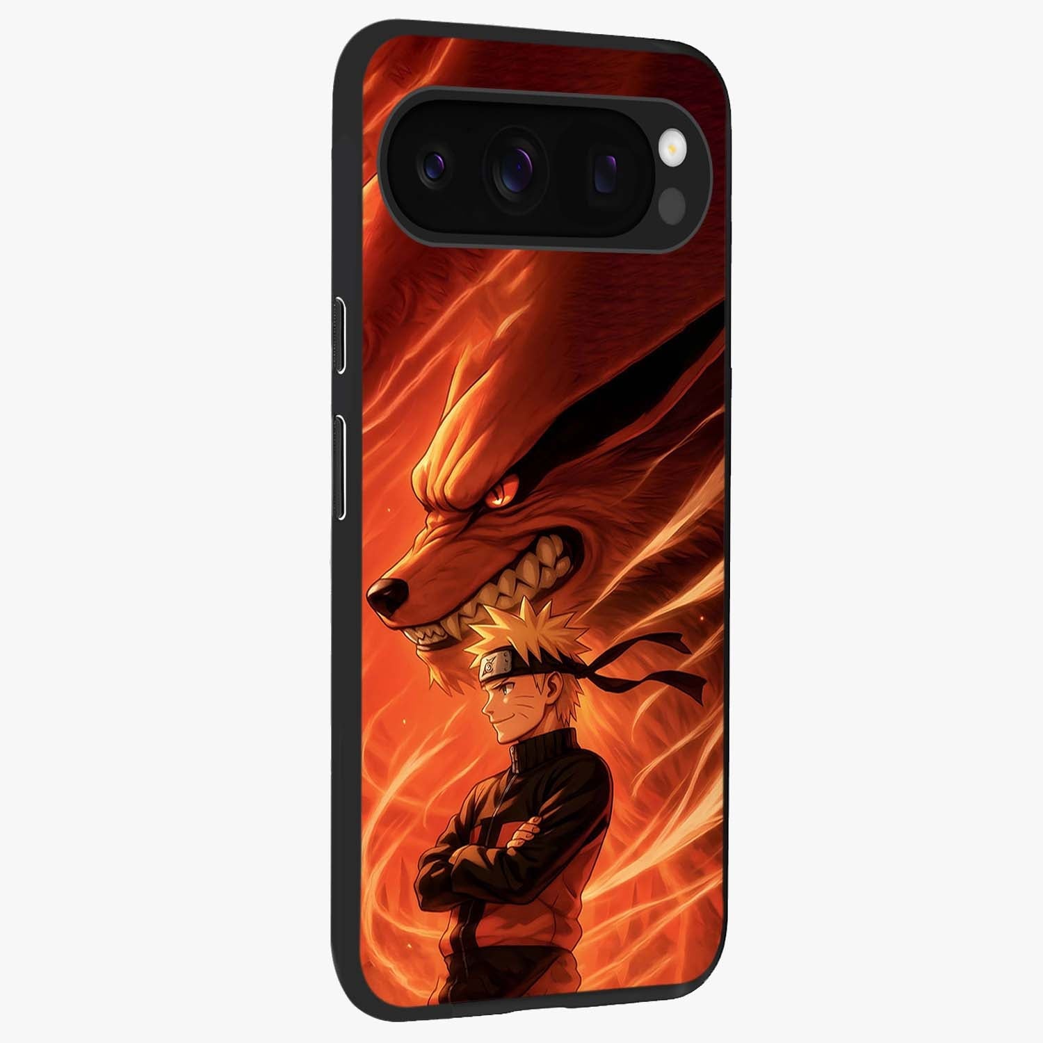 Nine Tails Legacy Glass Case upright view showcasing dramatic nine-tails artwork with intense anime themed design.