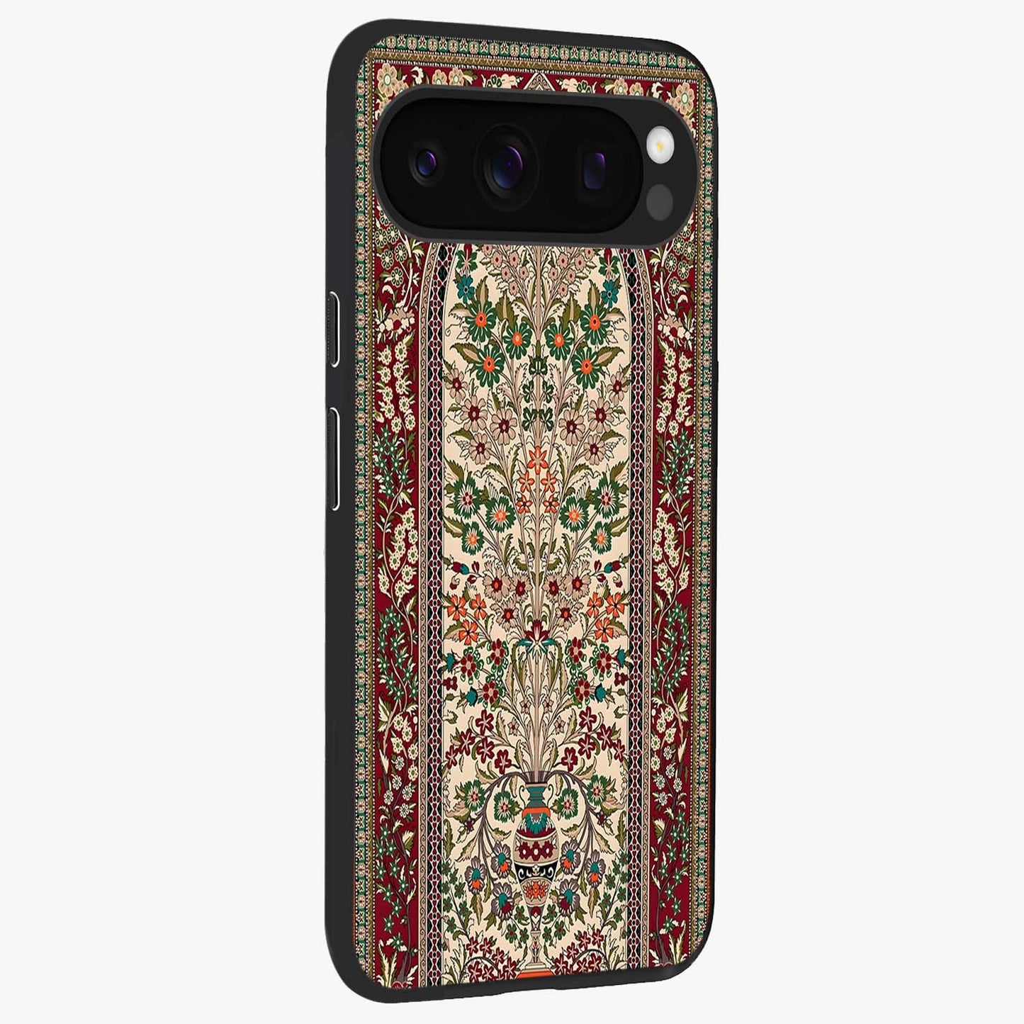 Persian Inspired Glass Case upright view showcasing decorative Persian artwork with rich heritage theme.