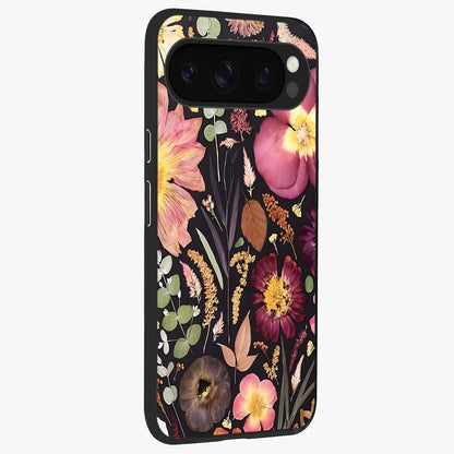 Petal Dream Tapestry Glass Case upright view showcasing detailed floral tapestry artwork with artistic nature theme.