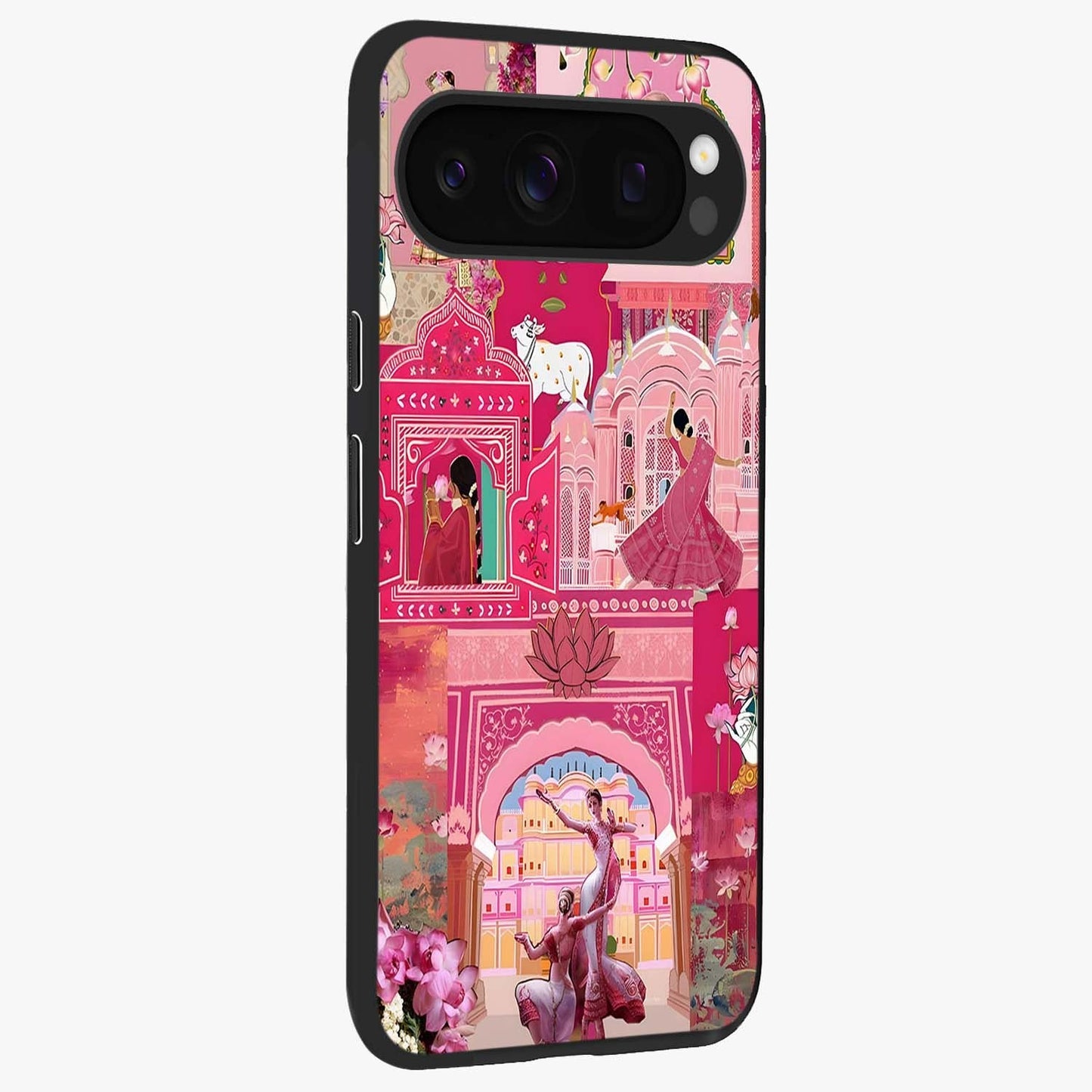 Pink Palace Muse Glass Case upright view showcasing artistic palace artwork with graceful royal theme.