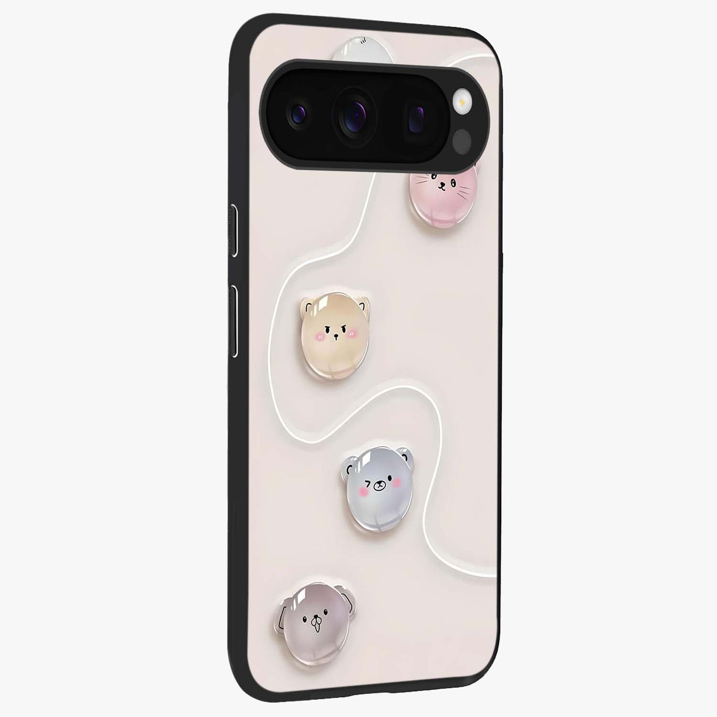 Puffy Face Parade Glass Case upright view showcasing adorable character artwork with cheerful animated theme.