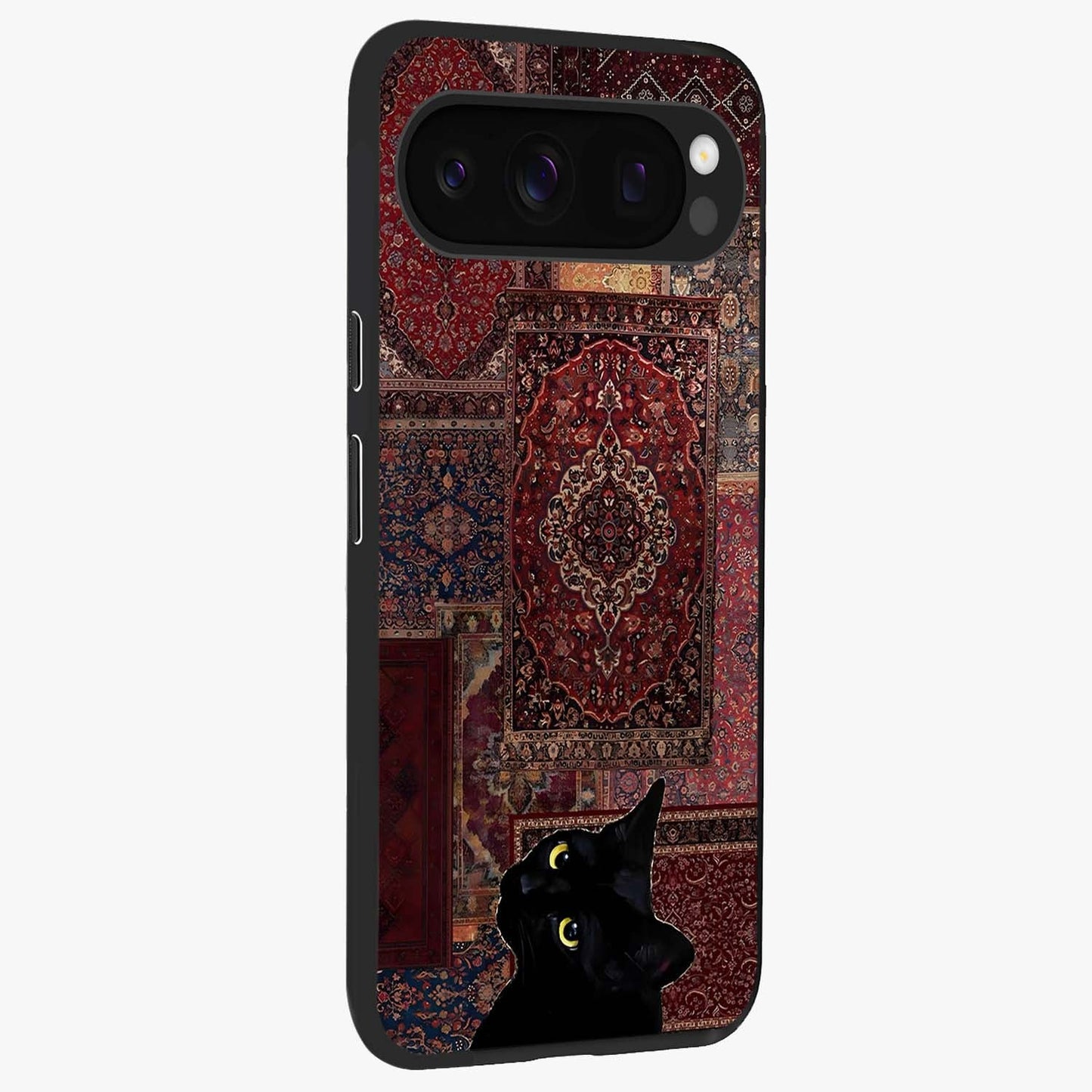 Regal Magic Cat Apple Glass Case upright view showcasing charming cat artwork with playful magical theme.