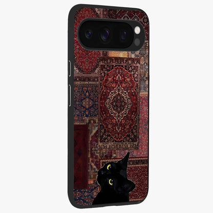 Regal Magic Cat Apple Glass Case upright view showcasing charming cat artwork with playful magical theme.