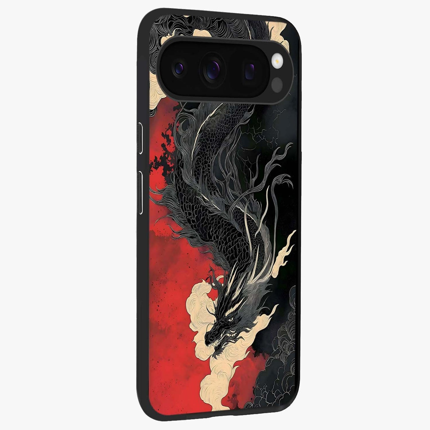 Shadow Dragon Fury Glass Case upright view showcasing intense dragon artwork with dramatic shadow theme.