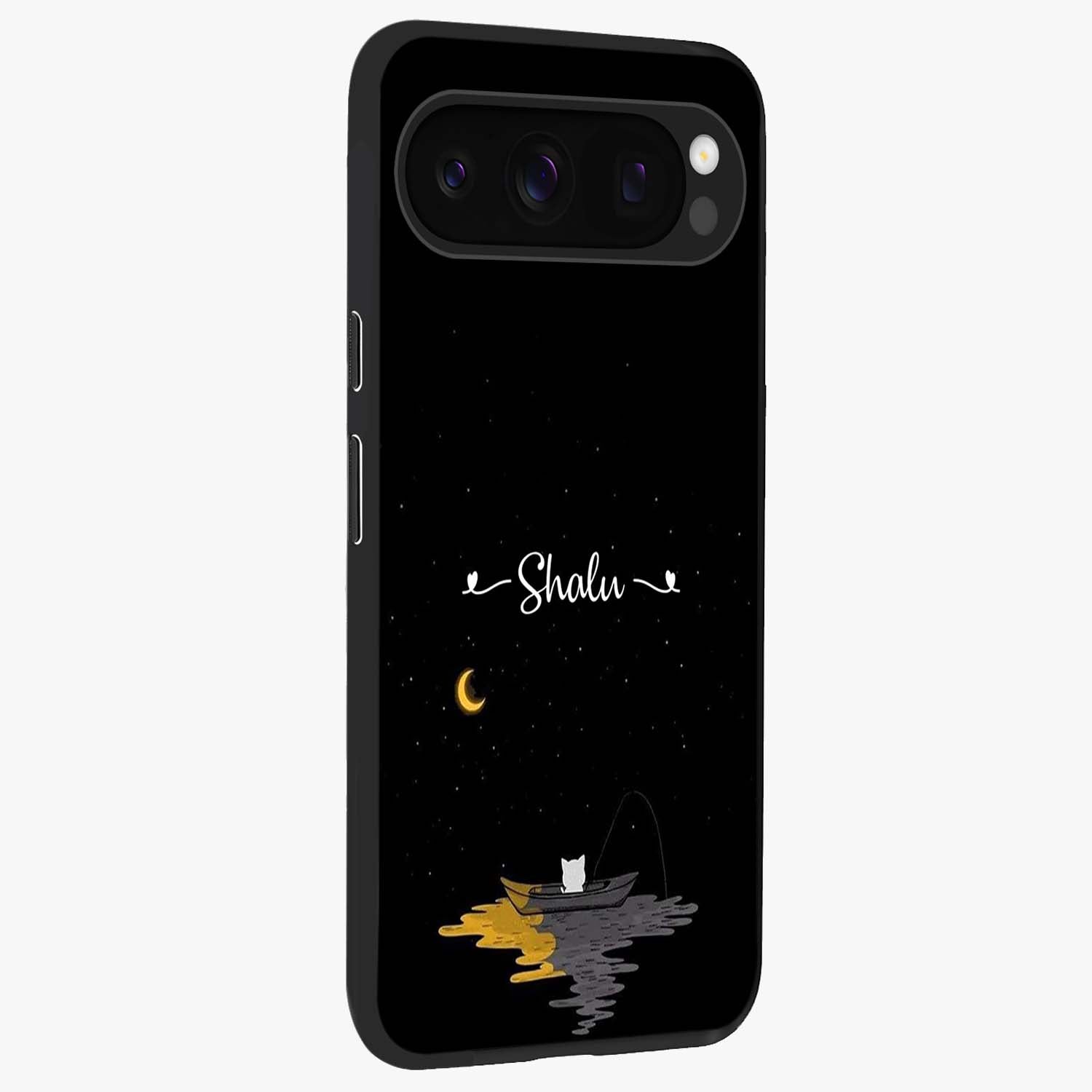 Silent Night Row Glass Case upright view showcasing tranquil night artwork with serene landscape theme.
