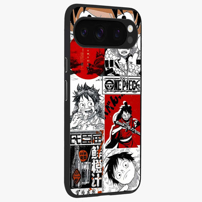 Strawhat Chaos Panels Glass Case upright view showcasing energetic anime artwork with bold adventure theme.