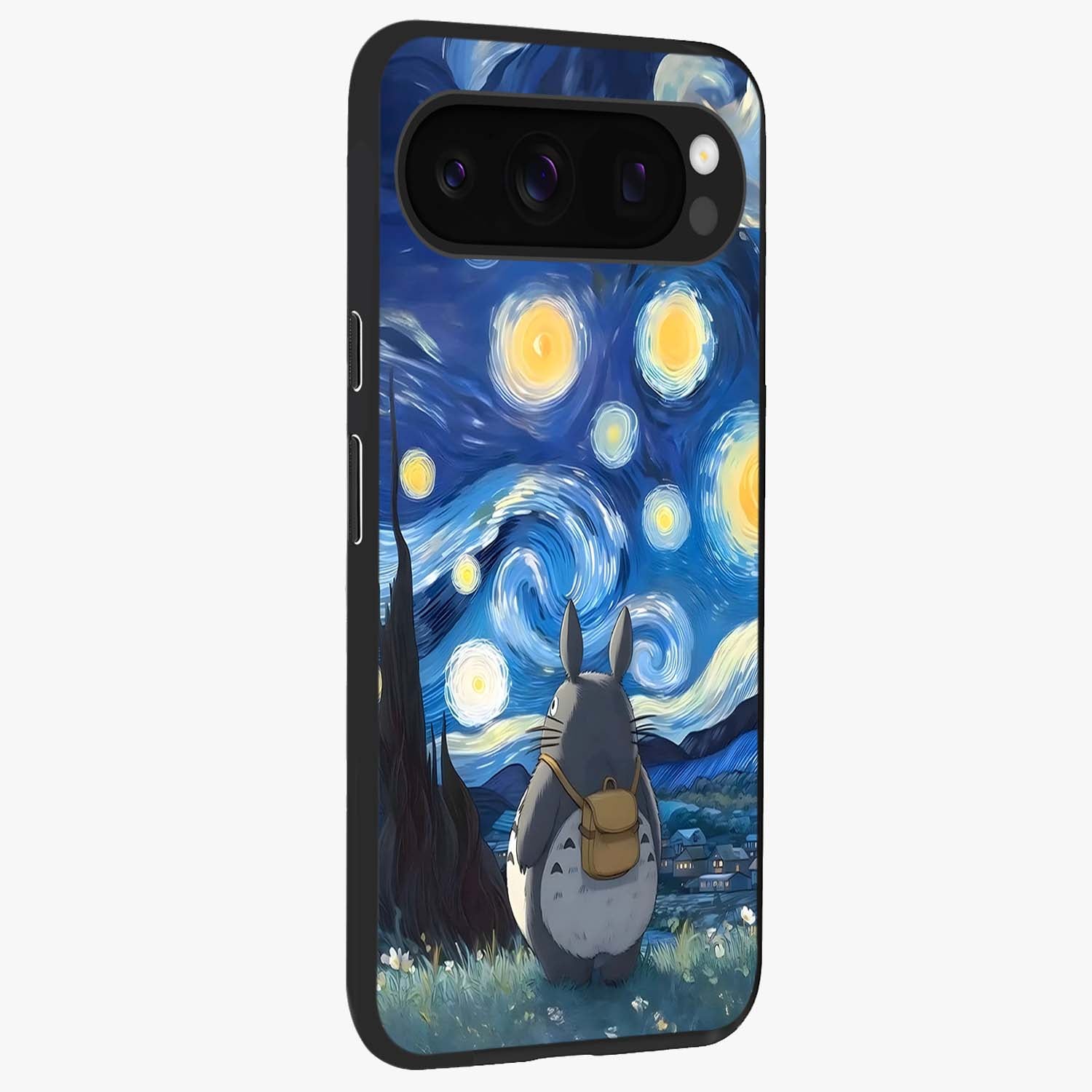 Totoro In Van Gogh Art Glass Case upright view showcasing creative character artwork with painterly artistic theme.