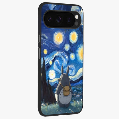 Totoro In Van Gogh Art Glass Case upright view showcasing creative character artwork with painterly artistic theme.