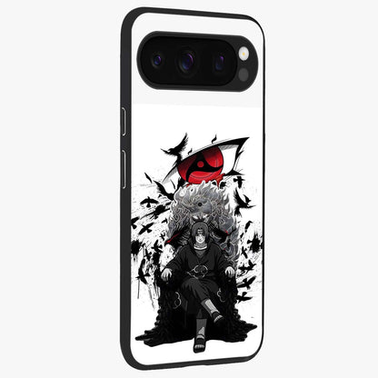 Uchiha Shadow Throne Glass Case upright view showcasing magical underwater galaxy artwork with vibrant cosmic theme.