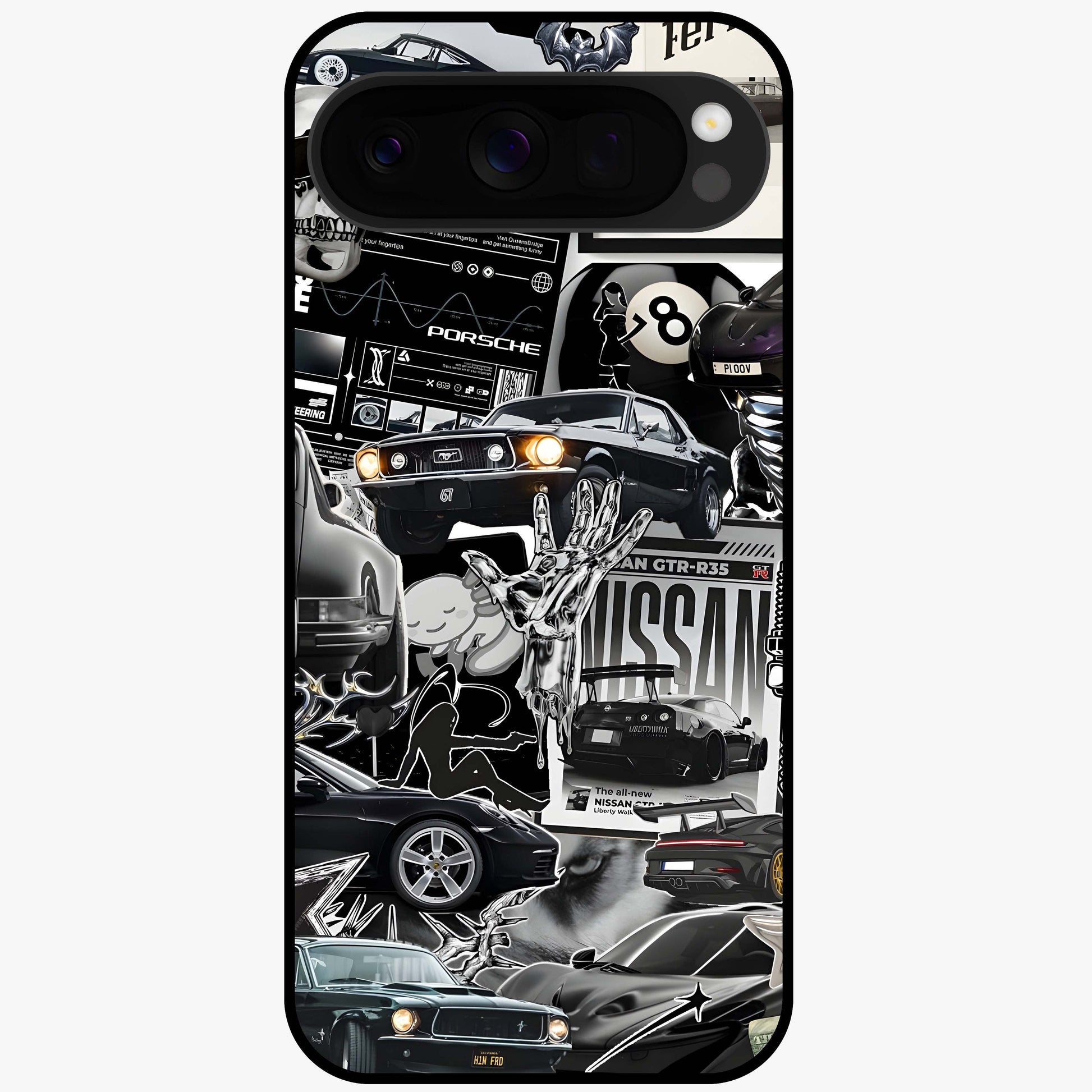 Aesthetic Dark Love Glass Case showing flat back view with dark romantic artwork and glossy glass finish.