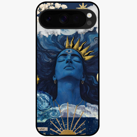 Aesthetic Lord Shiva Glass Case showing flat back view with divine Shiva artwork and glossy glass finish.